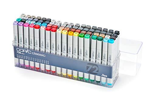 Copic Classic Marker Set 72 "B", professionele layout markers op alcoholbasis met een medium brede en een fijne punt.