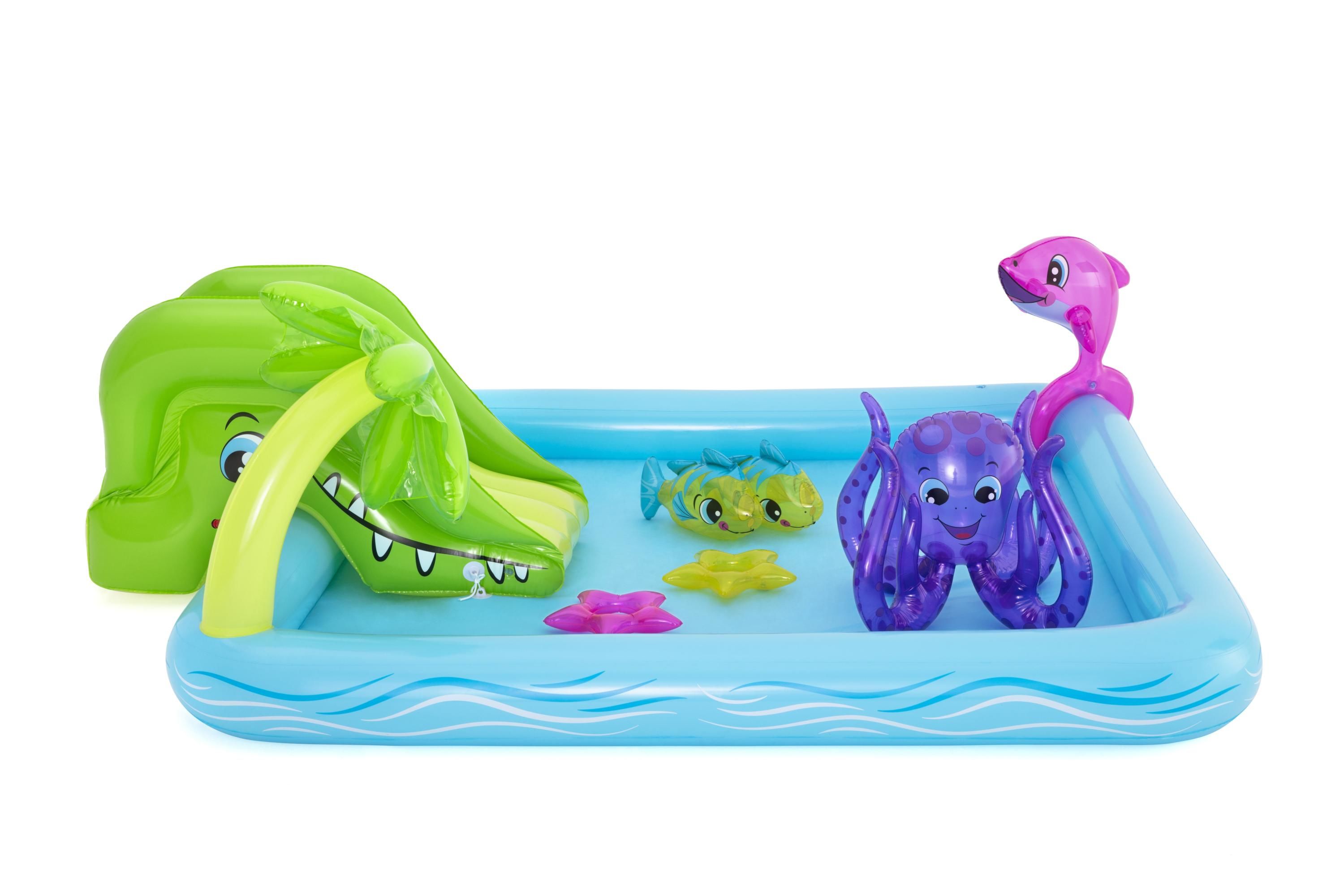 Bestway Playcenter Fantastic Aquarium - Kinderzwembad met Glijbaan - 239 x 206 x 86 CM - 308 L - Waterdieren