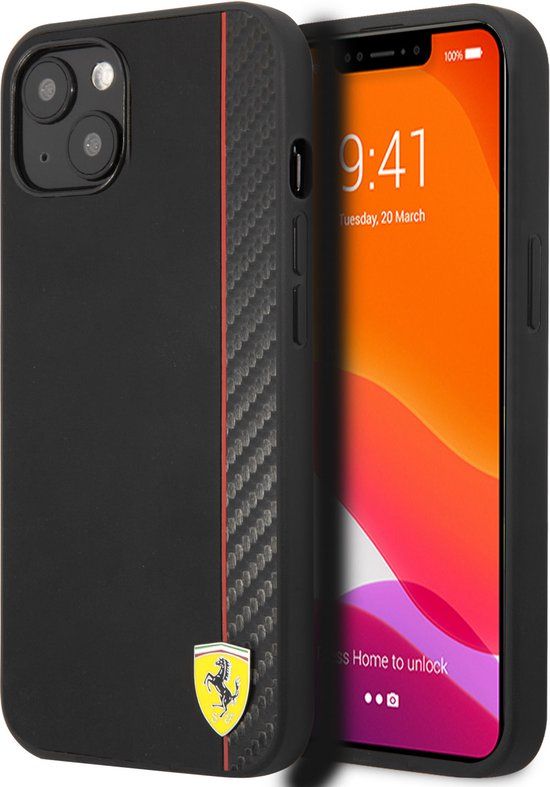 Ferrari iPhone 13 Mini Zwarte PU Back Cover