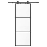 vidaXL Schuifdeur met beslagset, 76x205 cm, ESG glas, zwart