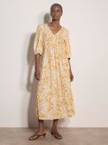 Apricot Tapestry Ikat Midi-jurk Mosterd