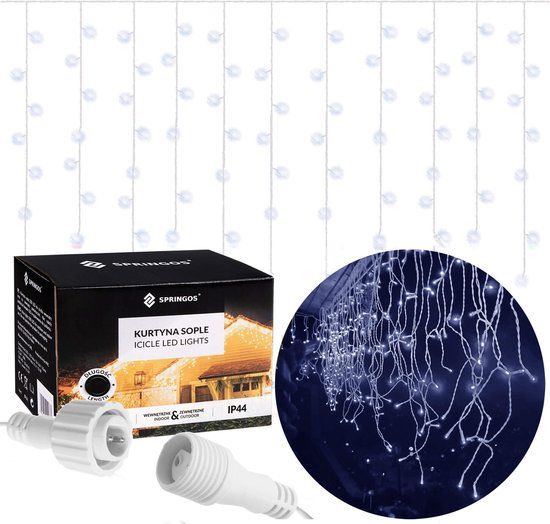 Springos IJspegel Verlichting Buiten - 500 LED - Koel Wit - 20m + 2.5m Snoer - Kerstverlichting