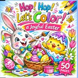 Hop Hop Let's Color a Joyful Easter, 50 pages: Simple and fun educational pictures with an exciting adventure for toddlers and preschool children