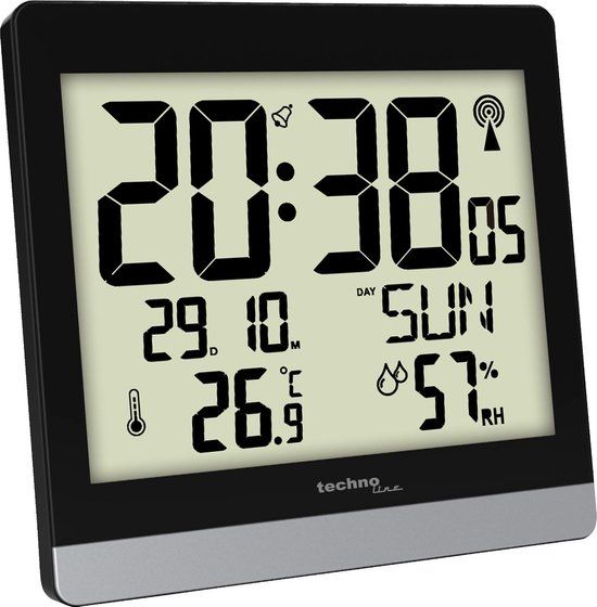 Technoline WS 8014 Wandklok - Zwart/Zilver