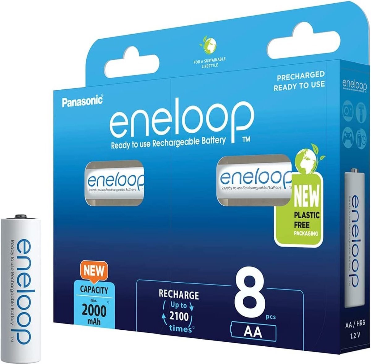 Panasonic eneloop oplaadbare AA batterij - 2000 mAh - NiMH - 8 stuks