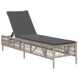VidaXL Ligbed met kussen poly rattan lichtgrijs