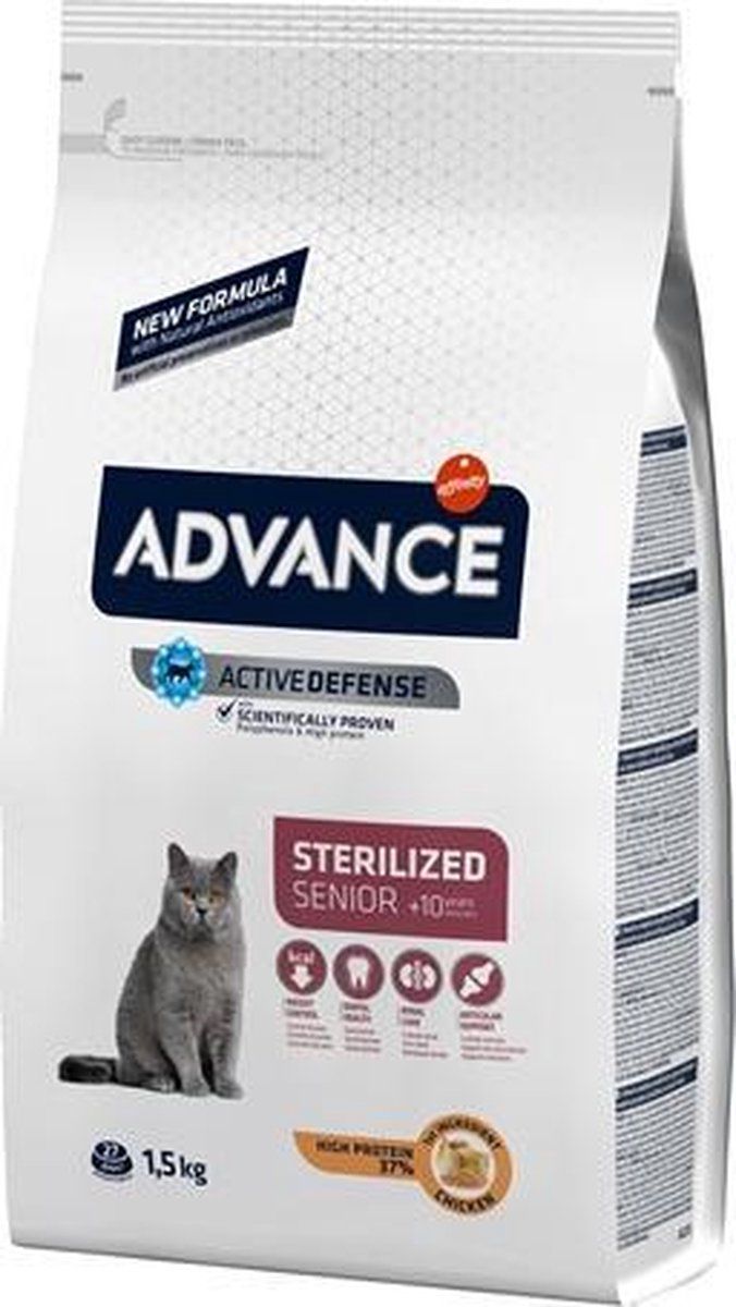 ADVANCE Droogvoer voor katten, gesteriliseerd, senior, vanaf 10 jaar, per stuk verpakt