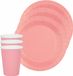 Santex feest/verjaardag servies set - 20x gebaksbordjes en bekertjes - roze - karton