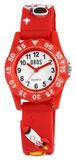 Qbos kinderhorloge raket ruimteschip heelal astronaut universum wit rood analoog siliconen kwarts meisjes jongens kinderen, rood