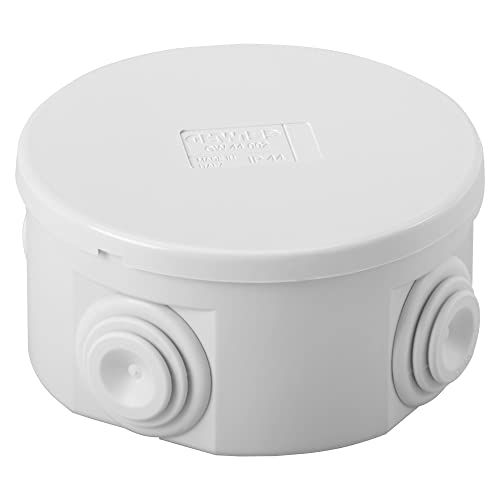 Gewiss Aftakdoos met deksel onderaan om op te steken IP44 – binnenafmetingen: diameter 80 x 40 cm – wanden met lijsten in rechte ingangen