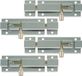 AMIG schuifslot/plaatgrendel - 4x - aluminium - 15cm - zilver - incl schroeven - deur - raam