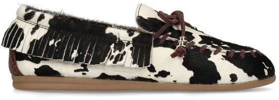 Manfield Dames Cow print pony hair loafers Zwart Maat 41
