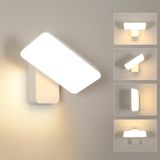 Riserva Riserva buitenwandlamp LED, 16 W, 350 graden draaibaar, wit, modern, 3000 K warm wit, IP65, industriële aluminium buitenverlichting voor entree, terras, garage, balkon