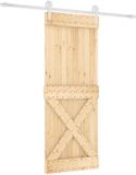vidaXL Schuifdeur, natuurlijke kleur en wit, 90 x 210 cm, massief grenenhout