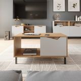 Vicco Marelle Salontafel – 90 x 50 cm met 1 deur Wit/Kunstnijverheid