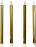 Anna's Collection bougies LED - 4x st - or doré brillant - 25 cm - avec minuterie - flamme 3D
