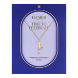 Lucardi Dames Stalen goldplated ketting letter B