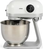 LIVOO Robot pâtissier DOP234, 1200W, bol en 5 litres en acier inoxydable, 6 vitesses, avec fouet, crochet pétrisseur et batteur plat, blanc