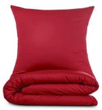 Housse de couette 200x200 cm, coton renforcé, marron, avec 2 taies d'oreiller