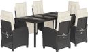 vidaXL 7-delige Tuinset met Kussens, Poly Rattan, Zwart