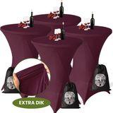 Aventara Statafelrok Bordeaux x 4 (Donker Rood) – Ø80-85 x 110 cm – Luxe Extra Dikke Stretch Stof – Inclusief Opbergtas – Kras- en Kreukvrije Statafelhoes – Perfect voor Horeca, Bruiloften en Feesten