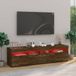 Maison Exclusive - Meuble TV avec éclairage LED, 2 pièces, chêne fumé, 75x35x40 cm