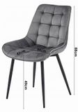 LEOBERT Set van 3 eetkamerstoelen BERA - Groen fluweel - Zwarte metalen poten