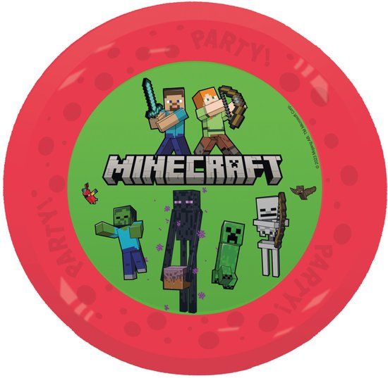 Procos Minecraft Party micro premium plastic dinerbord 4-delig set 21 cm