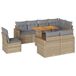 vidaXL 9-delige Loungeset met kussens, polyrattan, acacia, beige