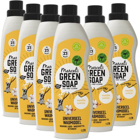 Marcel's Green Soap Vloeibaar Wasmiddel - Universeel - Vanille & Katoen - 6 x 1L - 138 wasbeurten