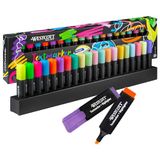Westcott Markeerstiften, E-744250 00, 20 stuks, neon- en pastelkleuren, set van 20 stuks, highlighter markers met organisatiesysteem, lijndikte 2-5 mm, premium inkt uit Duitsland