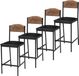 Tabourets de bar - Jeu de 4 - Tabourets de comptoir - Hauteur d'assise 64 cm - Avec dossier - Avec repose-pieds - Cadre en bois - Marron