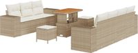 vidaXL Tuinbank Set met kussen 10 stuks Beige polyrattan