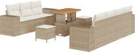vidaXL Tuinbank Set met kussen 10 stuks Beige polyrattan