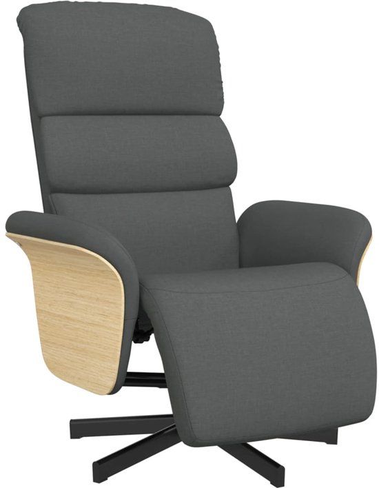 vidaXL Fauteuil verstelbaar met voetensteun stof donkergrijs