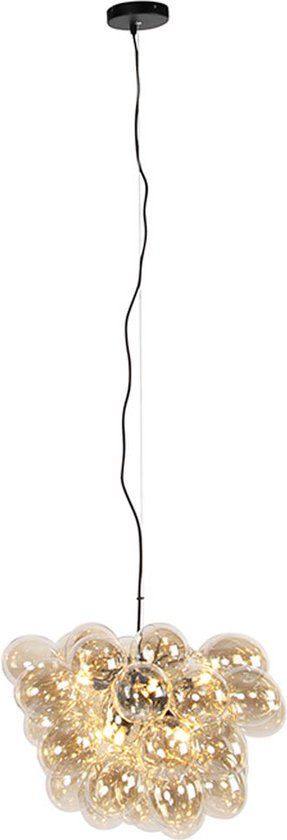 QAZQA Uvas - Art Deco Smart Hanglamp - 8 Lichts - Ø 50 cm - Zwart Goud - Dimbaar - WiFi - LED