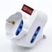 Roterende adapter wit, 2 Italiaanse stopcontacten 10/16 A en 1 geaarde stopcontact 10/16 A, draaibare stekker 16 A met schakelaar, compact