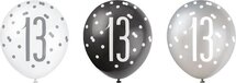 Unique Folieballon 13 Latex 30 Cm Wit/zwart/zilver 6 Stuks