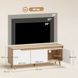 HOMCOM TV-meubel - Spaanplaat - 140 x 40 x 40 cm - Eikenhout