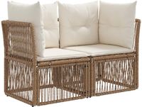 vidaXL Tuinbank 2-Aantal zitplaatsen Beige poly rattan