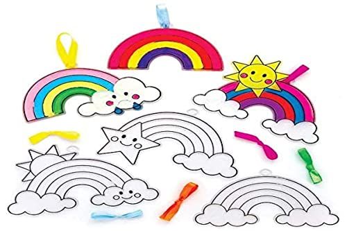 Baker Ross FE148 Regenboog Zonnevanger Decoraties - pakket van 10, Glas in Lood Effect voor Kinderen om te Versieren en Tentoon te Stellen voor Knutselactiviteiten.