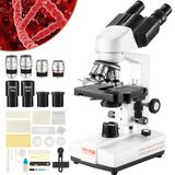 VEVOR Binoculaire microscoop 10X, 25X, Compound Microscoop, lenzen 4X, 10X, 40X, 100X, Laboratoriummicroscoop Vergroting 40-2500, 100-240V Laboratoriummicroscoop