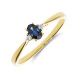 Lucardi Dames 14 karaat geelgouden ring met saffier en diamant 0,024ct