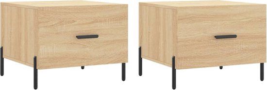 vidaXL Salontafels - Set van 2 - 50x50x40 cm - Bewerkt Hout - Sonoma Eikenkleurig
