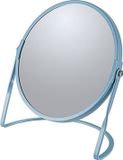 Spirella Make-up spiegel Cannes - 5x zoom - metaal - 18 x 20 cm - blauw - dubbelzijdig