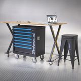 Datona® Industriële werktafel 160 cm, werkplaatskruk en gereedschapswagen