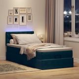 Prolenta Maison Exclusive - Ottoman bed met matras & LED, donkerblauw, 80x200 cm, fluweel