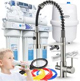 Ari RO7 filtre à eau sous évier, osmose inverse 7 étapes, minéralisation et ionisation, robinet acier inoxydable Solid Spring, INOX