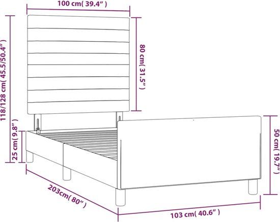 vidaXL Bedframe Fluweel Zwart 100x200 cm