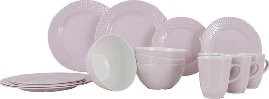 Gimex - Royal Line - Servies - Pastel - Roze - 16-Delig